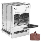 Folding Wood Burning Camp Stove, iMounTEK Small Portable Stainless Steel Backpacking Stove Outdoor Cooking Tents Heating Hiking Survival, Mini BBQ Stove with Carry Bag