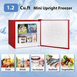 Auseo Mini Upright Freezer Compact Refrigerators??1.2Cu.ft Small Stand up Freezer for Home Office, Red