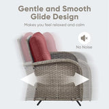 Patio Wicker Chairs Swivel Rocker – Outdoor Swivel Rocking Chairs Set of 2 with Rattan Side Table, Patio Swivel Glider Chair 3 Piece Patio Furniture Sets for Deck Porch Pool Brown/Blue