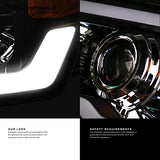 Alpha Owls 8710401 Crystal Headlights With Switchback Sequential LED Light Bar & Startup Light – Black Amber Fits 2009-2018 Dodge Ram 1500 2500 3500/2019-2023 Classic Halogen Models